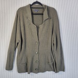 Banana Republic Cardigan Sweater Plus Size 2X green Knit Long Sleeve Button-Up